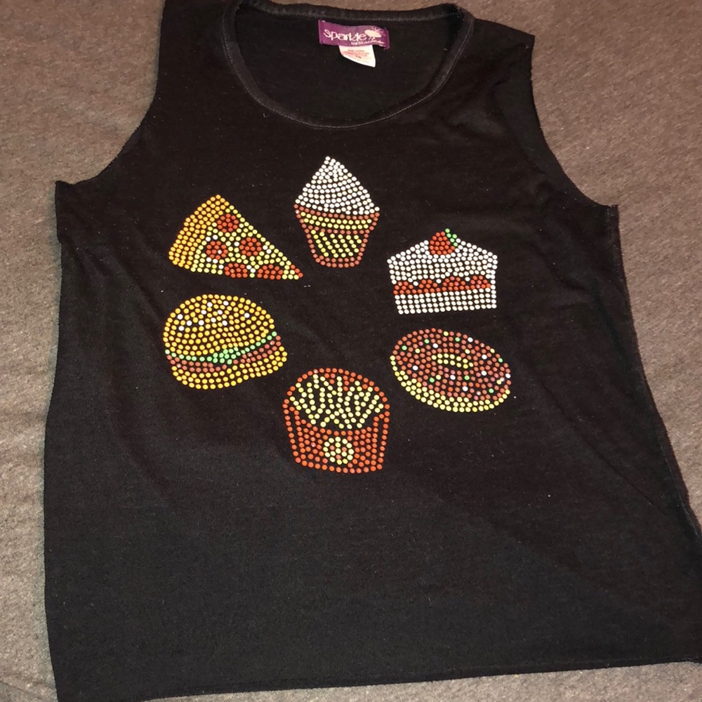 Sparkle - Fast Food Black Tank - size 10